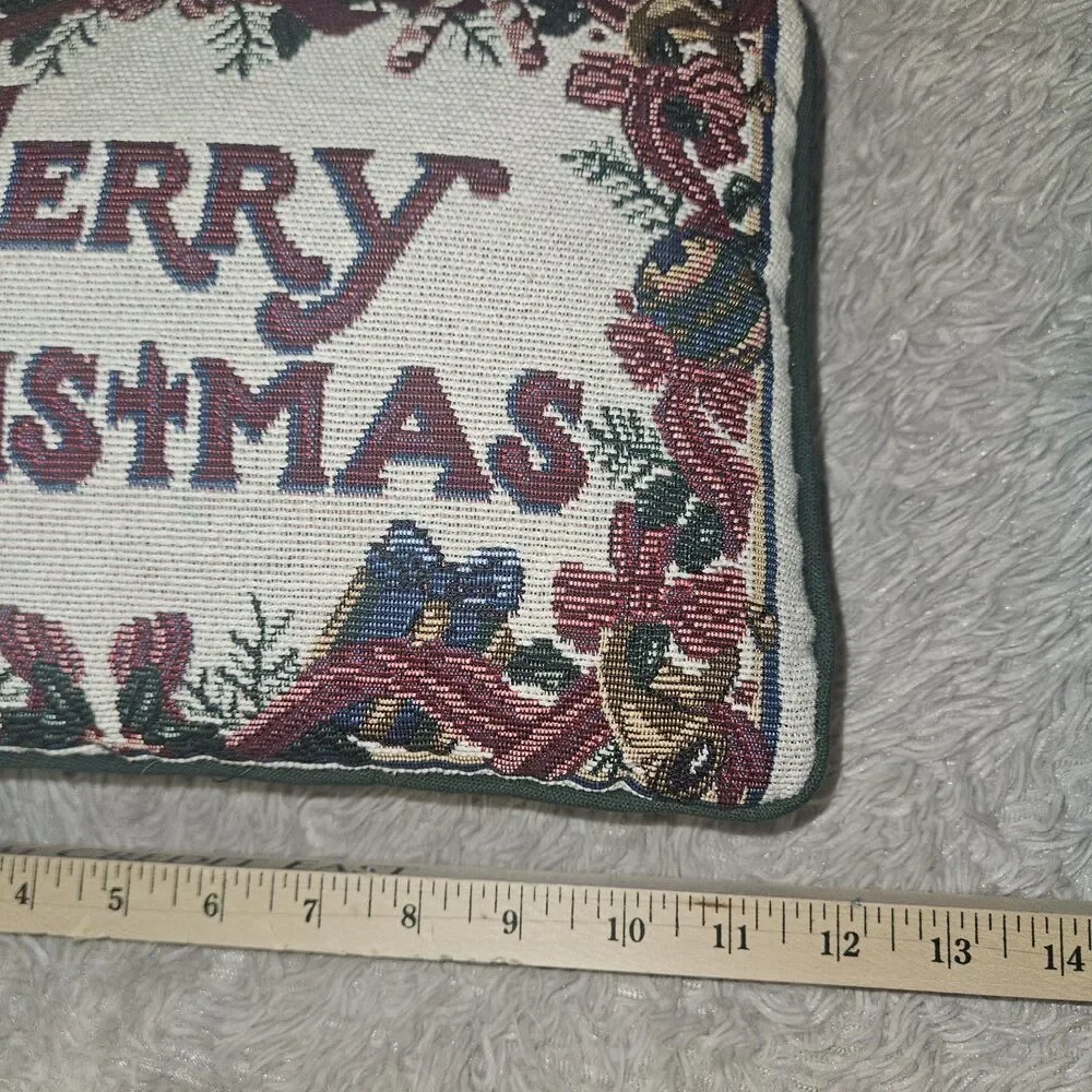 Merry Christmas Holiday Tapestry Throw Pillow Xmas Decor